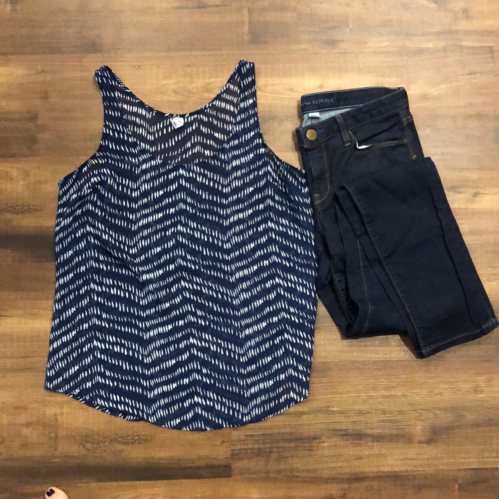 Old Navy blue white dotted tank